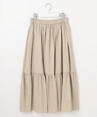 J.PRESS LADIES 【洗える】シャンブレーツイル ティアード スカート ベージュ系