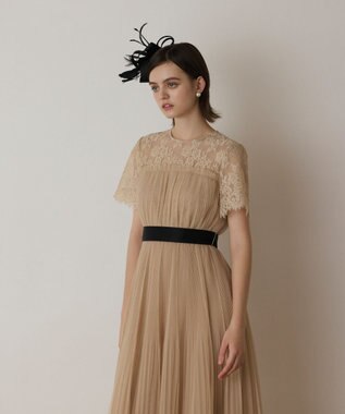 GRACE CONTINENTAL チュールプリーツドレス ベージュ