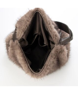 UNBILLION カシュカシュ cachecache / リボンワンハンドルエコファービッグバッグ ブラウン