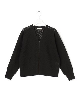 ICB L シアージャカード ニットブルゾン ブラック