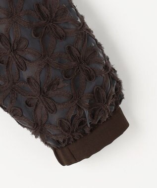 自由区 L 【17号サイズまで展開】テープエンブロイダリー ブルゾン ブラウン