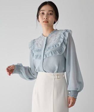 YECCA VECCA ラッフルレースブラウス