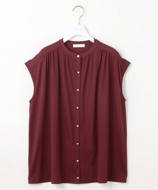 ANY SIS 【接触冷感・UVカット・洗える】ハイストレッチスムース2WAY ブラウス ボルドー