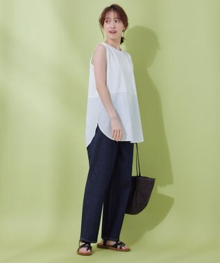 ANY レイヤード布帛ドッキングタンクトップ オフ