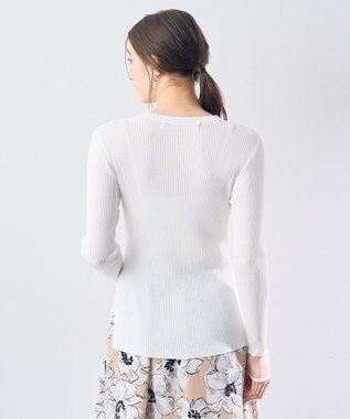 YECCA VECCA 袖口シアーリブニット Off White