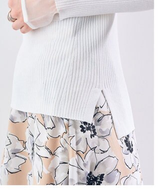 YECCA VECCA 袖口シアーリブニット Off White