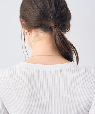 YECCA VECCA 袖口シアーリブニット Off White