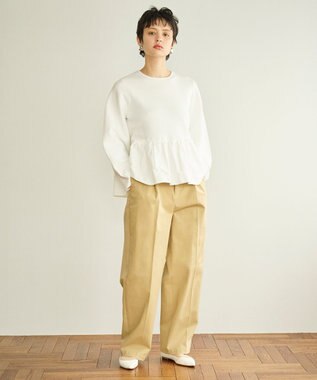 #Newans 【洗える】コンビネーションペプラムチュニックニット ホワイト