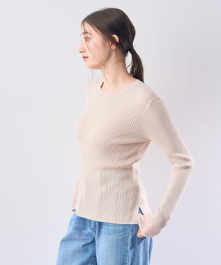 YECCA VECCA 袖口シアーリブニット Light Beige