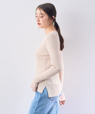 YECCA VECCA 袖口シアーリブニット Light Beige
