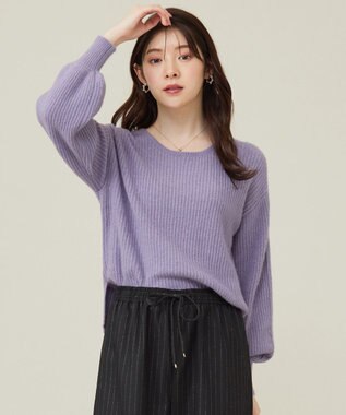 ANY SIS 【洗える】エアリーアンゴラブレンド ニット モーヴ