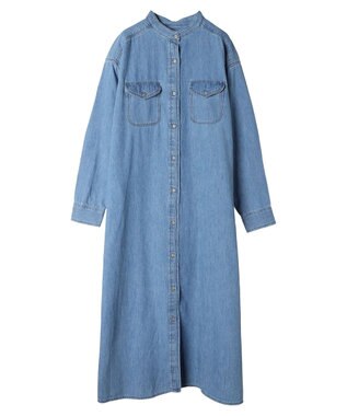 AMERICAN HOLIC デニムＷポケットＡラインワンピース Light Indigo