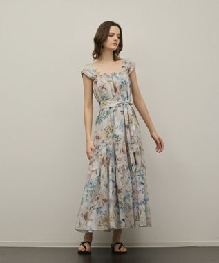 GRACE CONTINENTAL ボタニカルサラサプリントワンピース