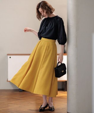 23区 S 【洗える】プレザンスジャカード タックスカート イエロー系