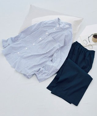 ワコール／睡眠科学 メンズ パジャマ 長袖 長ズボン 綿混(本体) ここちよく眠れる 寝返りしやすい YGX510 睡眠科学／ワコール ブルー