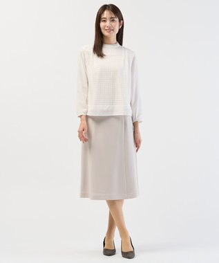 J.PRESS LADIES L レースコンビ カットソー ホワイト系