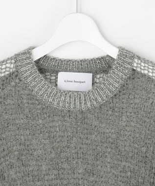 自由区 【カトリエムブーケ】Mohair lumineuxラメプルオーバ ーニット グレー×シルバーラメ