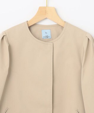 組曲 S コットンライクツイル ノーカラーショート丈コート ベージュ系