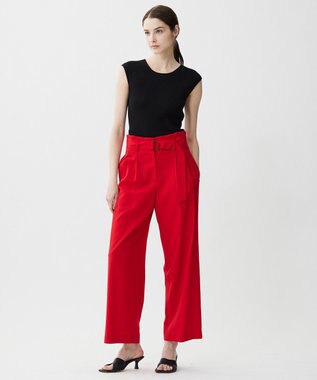 ICB L 【洗える】オーガニックコットンリブ ノースリーブニット ブラック系