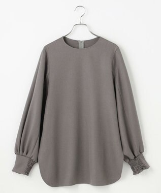 #Newans 【洗濯機可】シャーリングカフスパウダリーブラウス チャコール