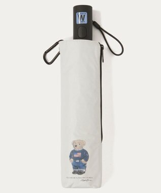MOONBAT 【WEB限定/遮光率100%/遮熱/UV】POLO RALPH LAUREN（ポロ ラルフローレン）晴雨兼用日傘 ポロベア 無地 折りたたみ傘 自動開閉 オフホワイト