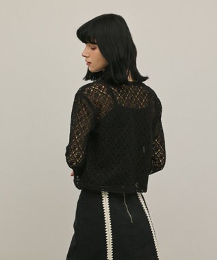 GRACE CONTINENTAL レースフレアスリーブトップ ブラック