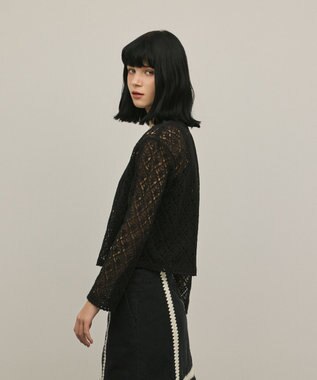 GRACE CONTINENTAL レースフレアスリーブトップ ブラック