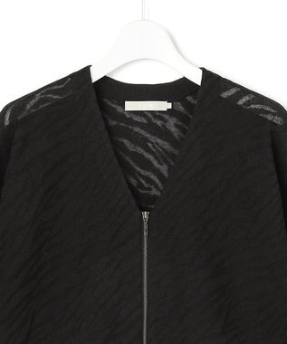 ICB L シアージャカード ニットブルゾン ブラック