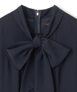 TOCCA 【WEB限定・洗える・消臭】RIBBON ROSETTE HALF ドレス ネイビー系