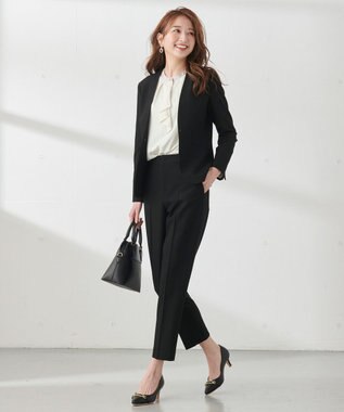 ANY SIS 【保温性あり/洗える】サーモ 2WAYストレッチ テーパード パンツ ブラック