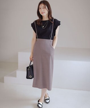 組曲 S ハシゴレースフレンチスリーブ カットソー ブラック系