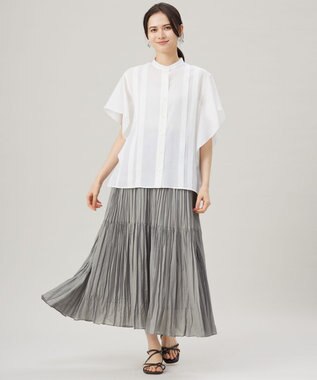 自由区 【接触冷感・洗える】ハンドワッシャープリーツ スカート グレー