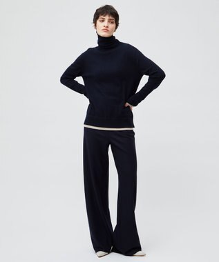 BEIGE， 【洗える】POMPE / ウールカシミヤタートルネックニット Navy×Taupe