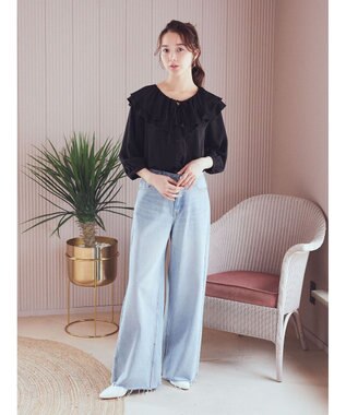 earth music&ecology メローラッフルブラウス Black