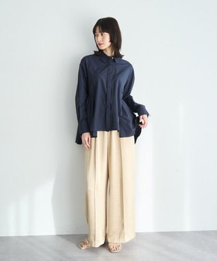 YECCA VECCA ペプラムギャザーシャツ Navy