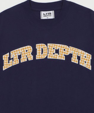 WEGO 【ユニセックス着用ITEM/MLサイズ展開】チェックカレッジグラフィックT（SS） ネイビー