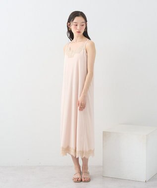earth music&ecology レースインナーキャミワンピース Gray Beige