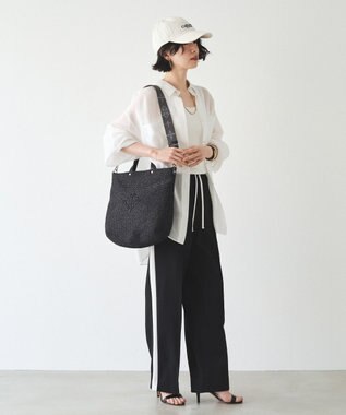 russet スリム2WAYトートバッグ <ナイロンラフィア>(CE-1717-WEB) Black