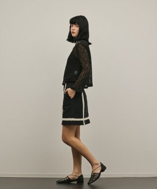 GRACE CONTINENTAL レースフレアスリーブトップ ブラック