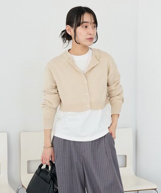 CRAFT STANDARD BOUTIQUE 選べる丈/クルーネックカーディガン Gray Beige