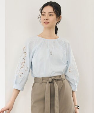 自由区 S エンブロイダリーブロードパフスリーブ ブラウス