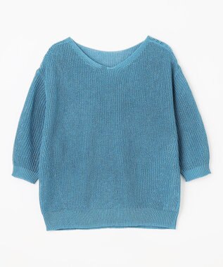 ANY L 【洗濯機可/前後着用可/アンチピリング】２ＷＡＹドライニット ターコイズ