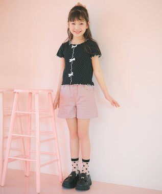 ANY KIDS 【洗濯機可能】バックリボン ショートパンツ ピンク