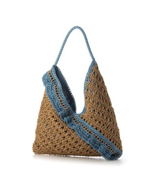 UNBILLION cachecache フリル編みワンハンドルクロッシェトート サックスブルー