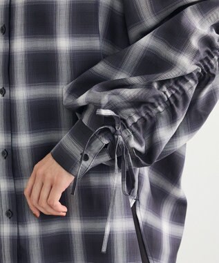 Green Parks ・ＥＬＥＮＣＡＲＥ　ＤＵＥ　チェックギャザーシャツ Black