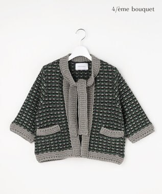 自由区 【カトリエムブーケ】Lame tweed ボウタイディテールジャケット グレー系