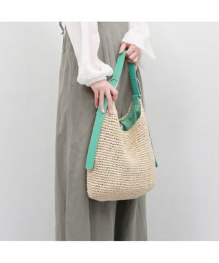 UNBILLION カシュカシュ cachecache / フリーハンドルクロッシェトートバッグ グリーン