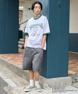 WEGO 【ユニセックス着用ITEM/MLサイズ展開】別注PEANUTSプリントT（SS） アッシュグレー