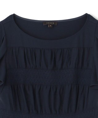 TOCCA 【洗える・接触冷感・UVカット・消臭】SMOCKING EMBROIDERY ドレス ネイビー系