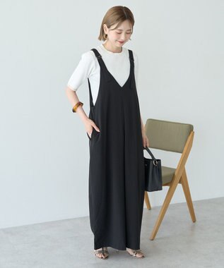 AMERICAN HOLIC イージーケアVネックオールインワン Black